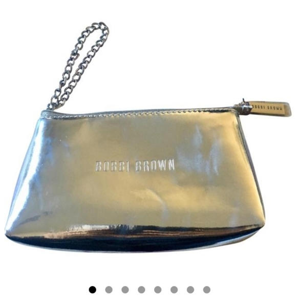 Bobbi Brown Metallic Silver Makeup Bag Cosmetic Case Wristlet Wallet Purse - Picture 5 of 16
